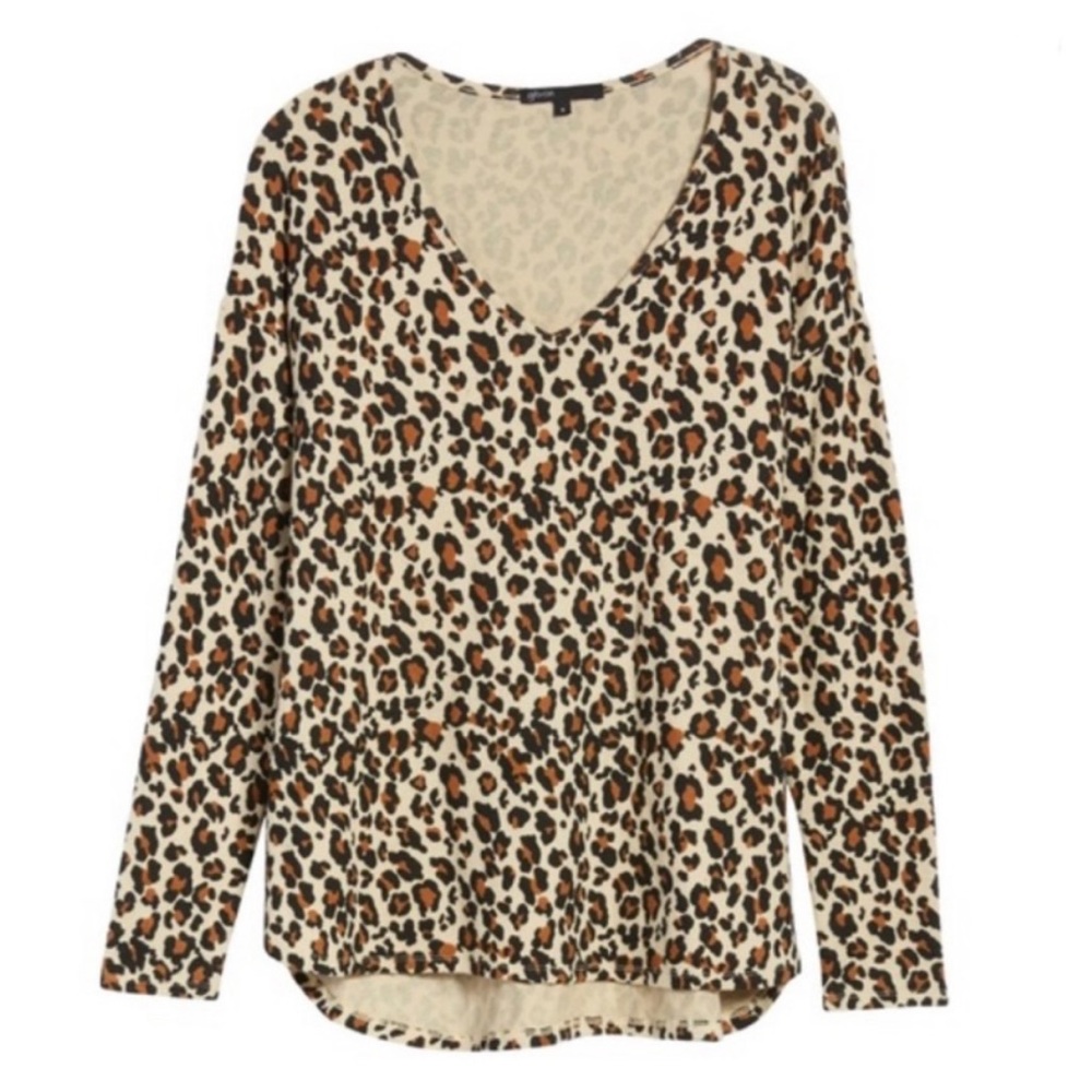 Gibson Leopard Print Long Sleeve Top - size women's small - Nordstrom